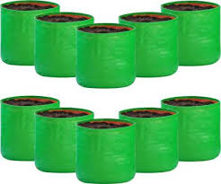 Premium HDPE Uv Protected 260 GSM Round Shaped Green Colour Plants Grow Bags Suitable for Terrace and Vegetable Gardening 12x12 Inch Pack of 10 Grow Bags