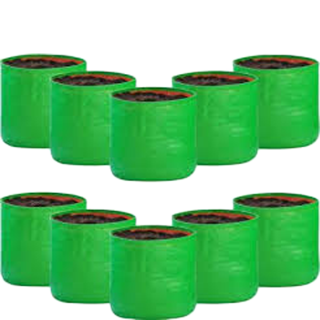 Premium HDPE Uv Protected 260 GSM Round Shaped Green Colour Plants Grow Bags Suitable for Terrace and Vegetable Gardening 12x12 Inch Pack of 10 Grow Bags